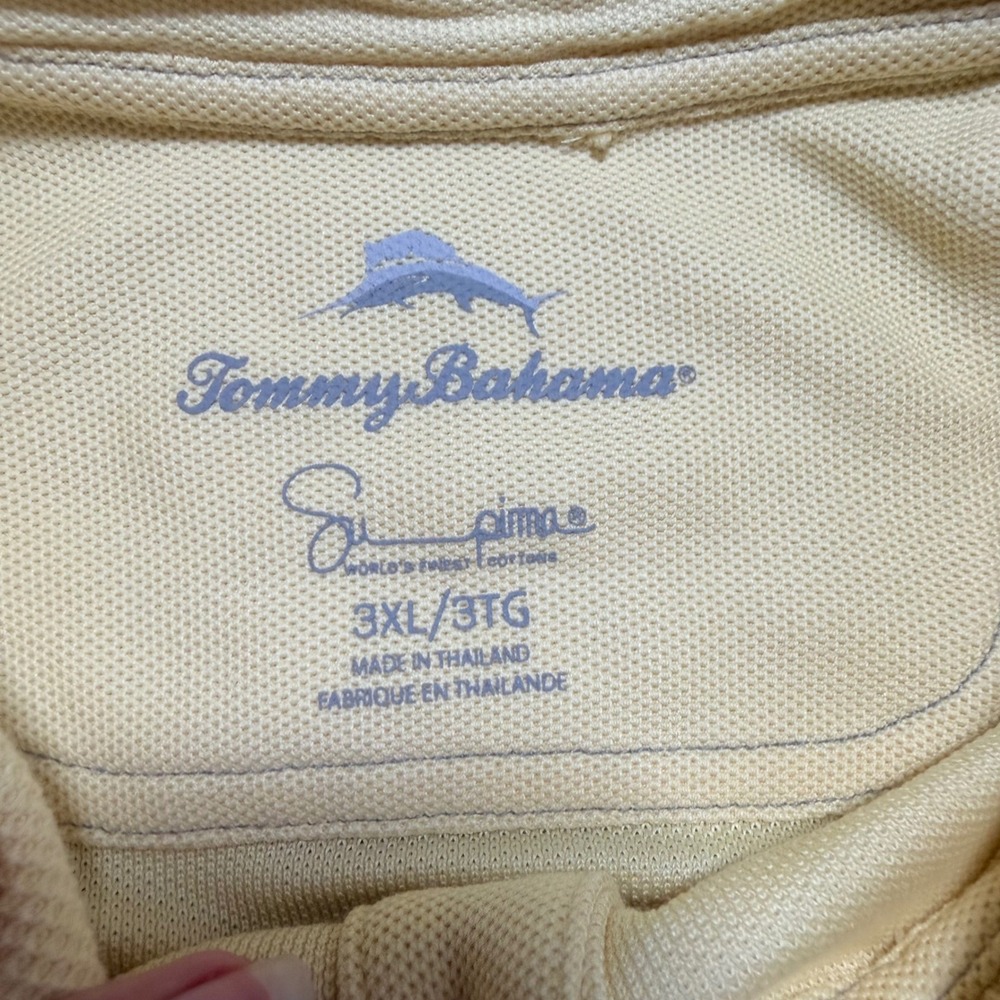 Tommy Bahama Polo Shirt Mens 3XL Yellow Excellent Supima Cotton Marlin Logo - Picture 4 of 12
